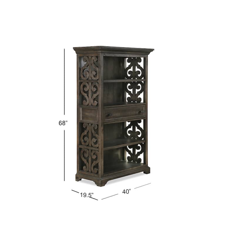 Magnussen Home Bellamy Peppercorn Bookcase - 40"W x 19.5"D x 68"H