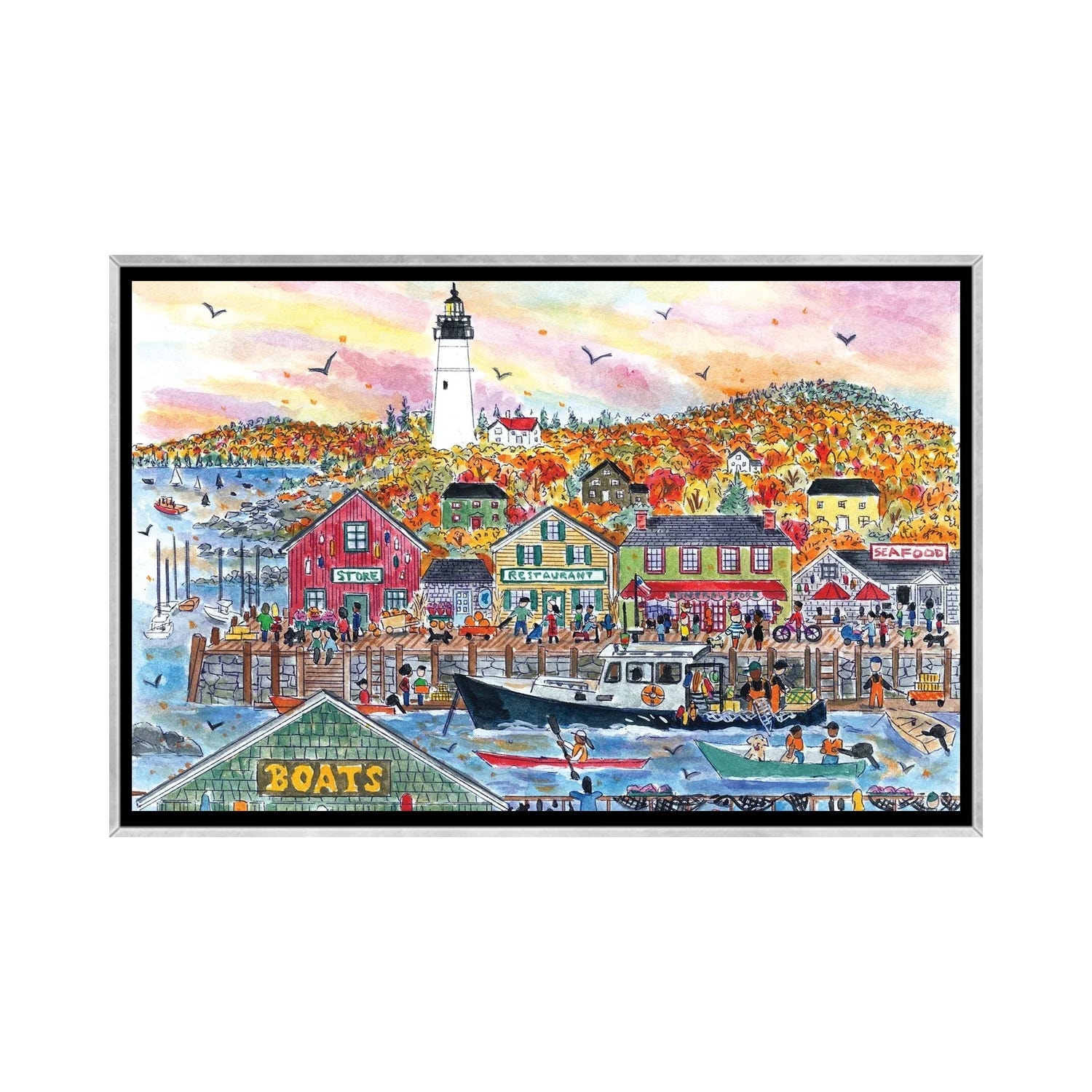 iCanvas "Coastal Village" by Michael Storrings Framed
