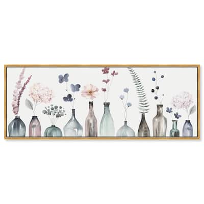 Perfect Indigo Florals Panoramic Canvas by Art Remedy