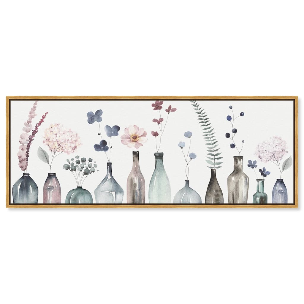 Perfect Indigo Florals Panoramic Canvas by Art Remedy