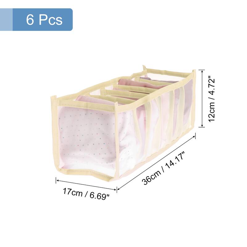 6pcs Wardrobe Clothes Storage Boxes 7 Grids Closet Drawer Organizer - 14.17" x 6.69" x 4.72"