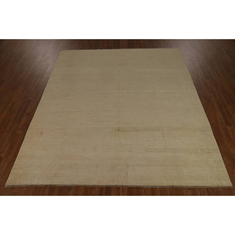 Muted Gabbeh Oriental Area Rug Hand-Knotted Wool Carpet - 8'1" x 9'10"