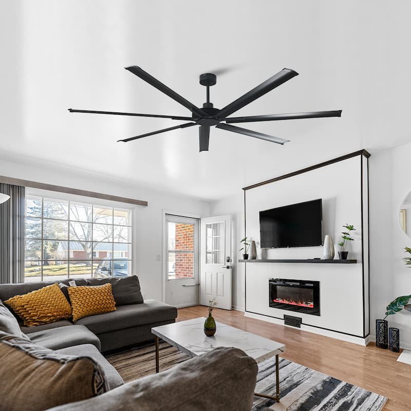100" Indsutrial Black/ Silver Extra Larger Commercial Ceiling Fan with Remote - 100" Huge Fan