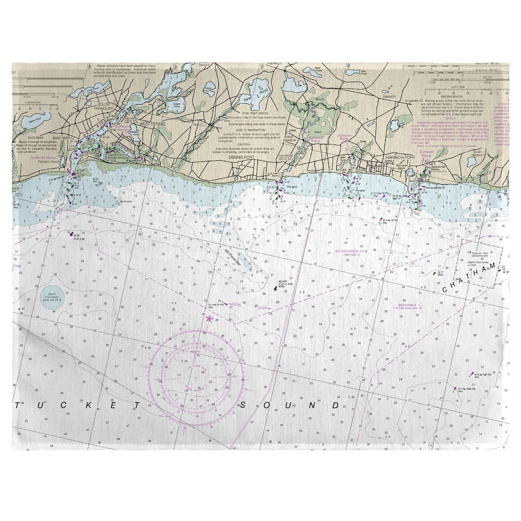 Harwich Port, MA Nautical Map Place Mat Set of 4