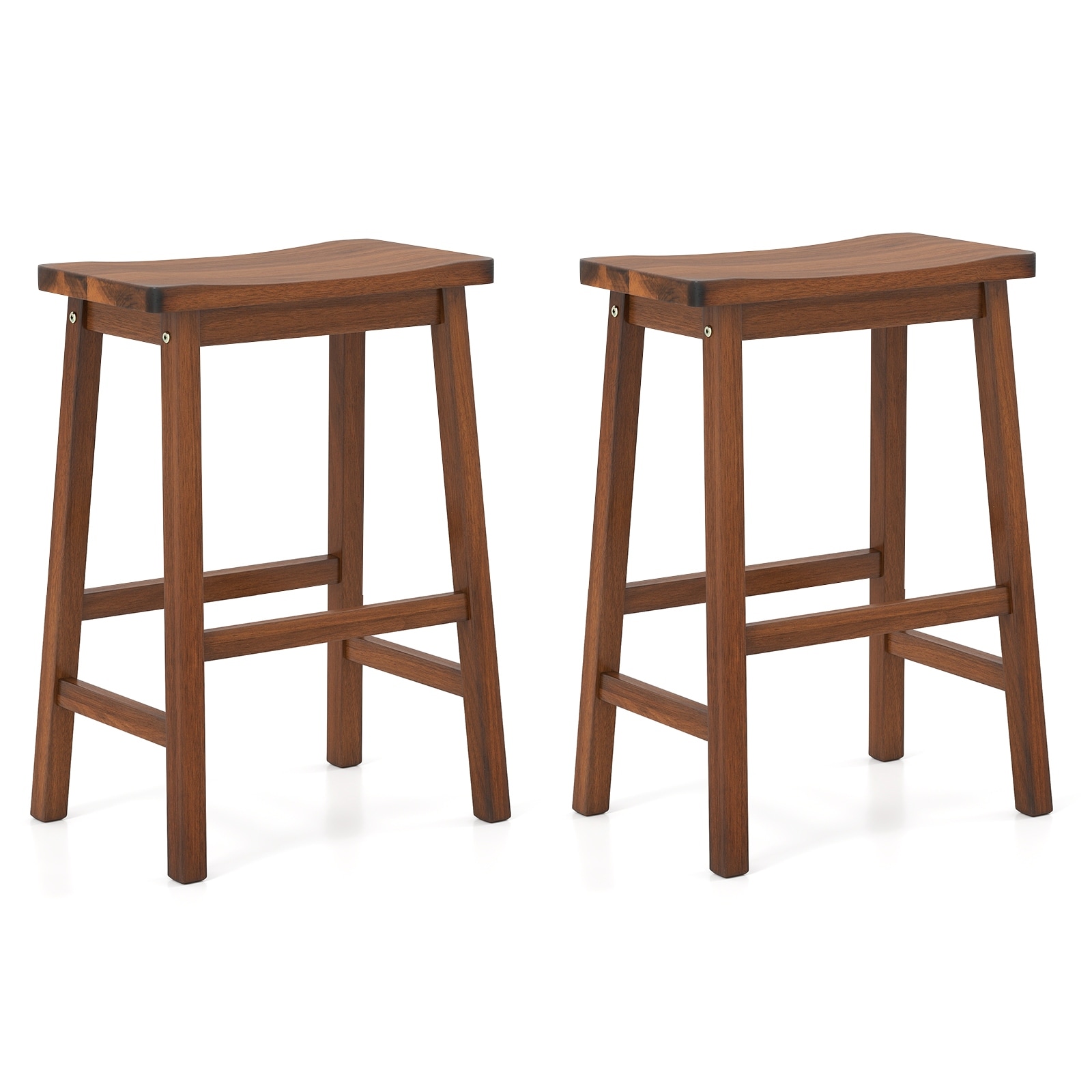 Gymax Saddle-Seat Counter Height Stools Set of 2 Backless Barstools w/
