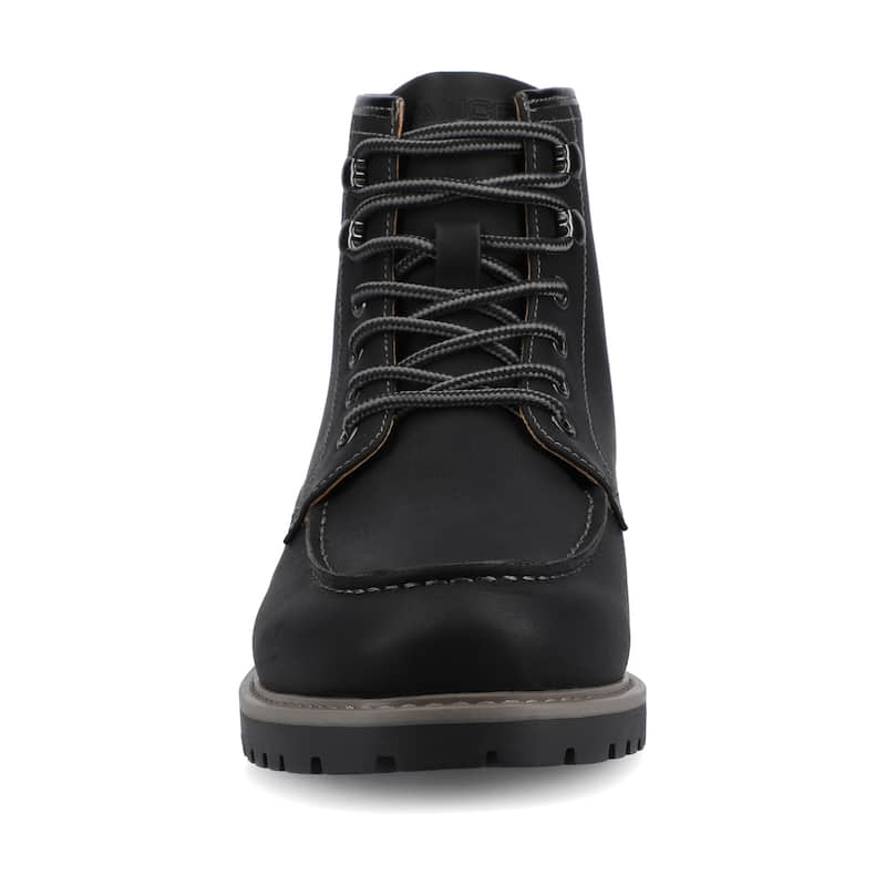 Vance Men's Zeus Medium and Wide Width Moc Toe Boot - Wide - Black - 12
