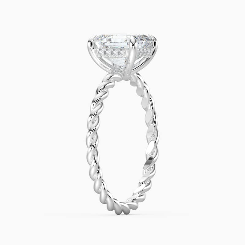 Auriya 14k Gold Lab Grown Asscher Diamond Twisted Hidden Halo Engagement Ring 1.00 to 5.00 ct. tw. (F-G, VS)