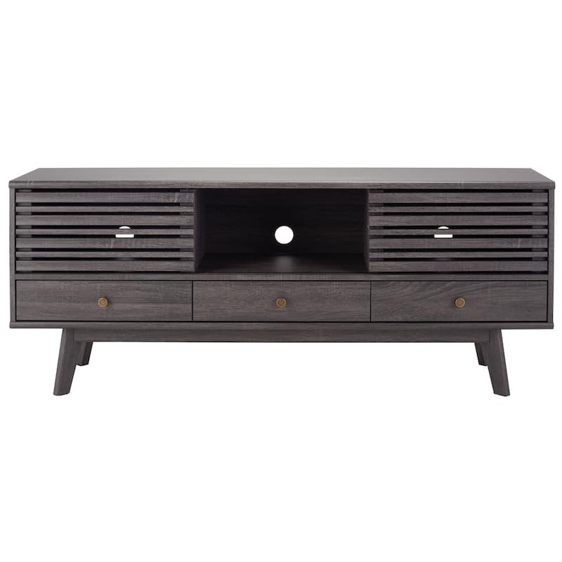 SAFAVIEH Alatar 3-Drawer Entertainment TV Media Stand (65" Flatscreen TV) - 58.7 in. x 15.2 in. x 23.9 in. - Distressed Black