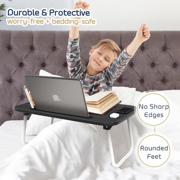 Wooden Foldable Laptop Stand, Portable Lap Desk, Laptop Bed Tray