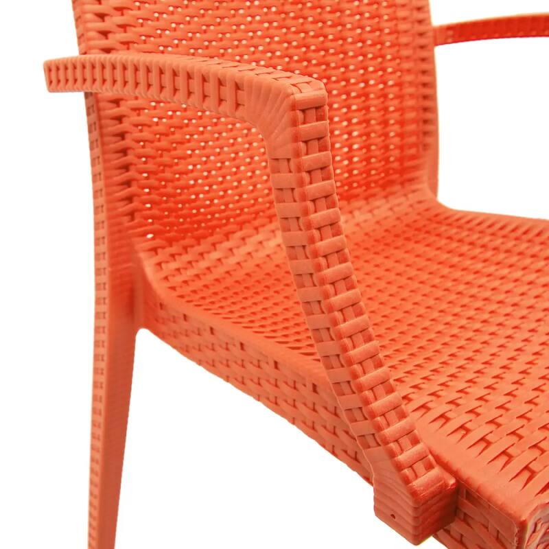 Mace Polypropylene Stackable Armrest Patio Dining Chair with Woven Design for Outdoor Dining Patio Indoor Gatherings