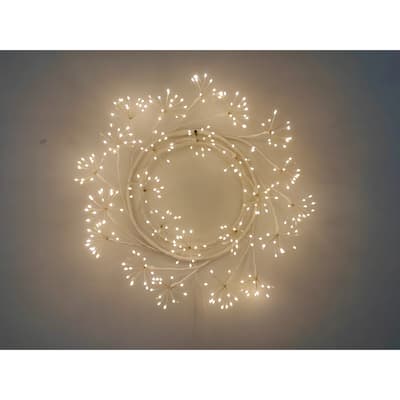Pre-Lit LED White Floral Branch Christmas Wreath - 23.5" - Warm White Lights