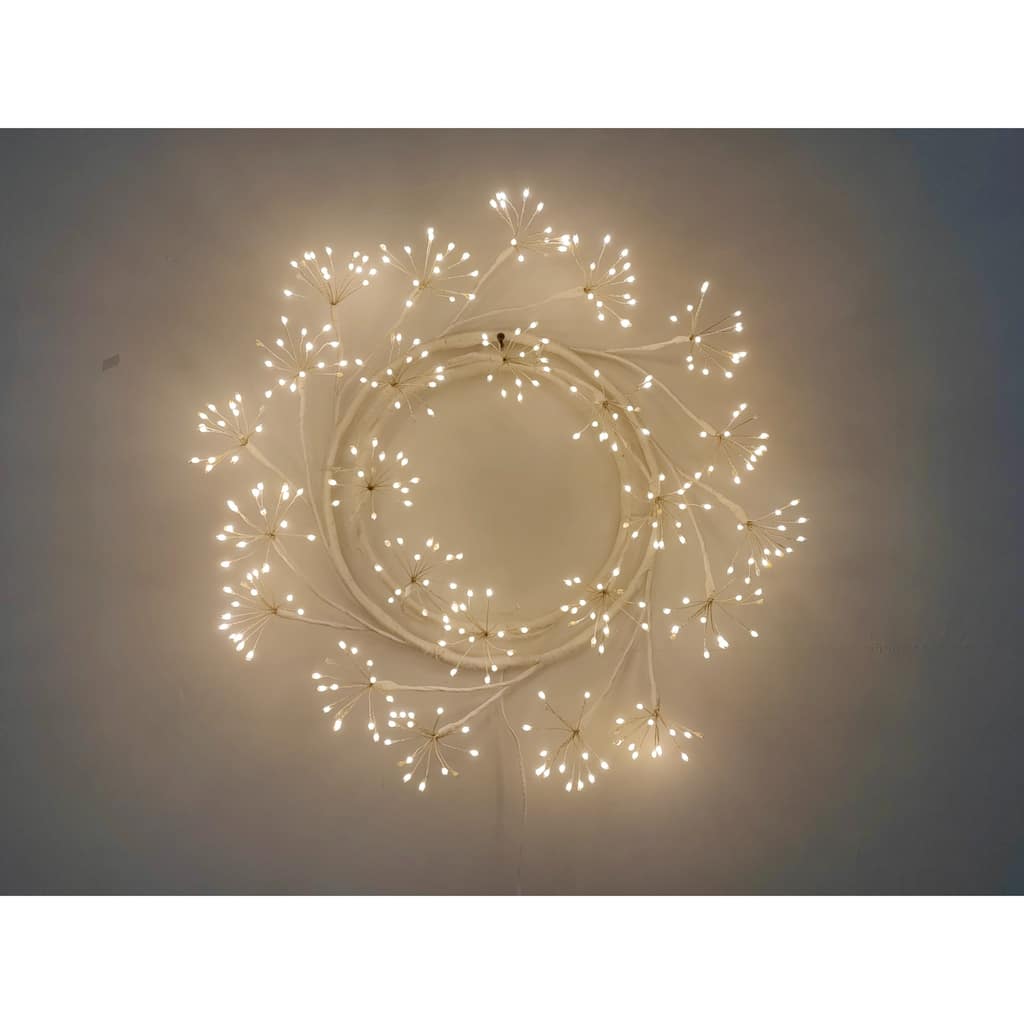 Pre-Lit LED White Floral Branch Christmas Wreath - 23.5" - Warm White Lights