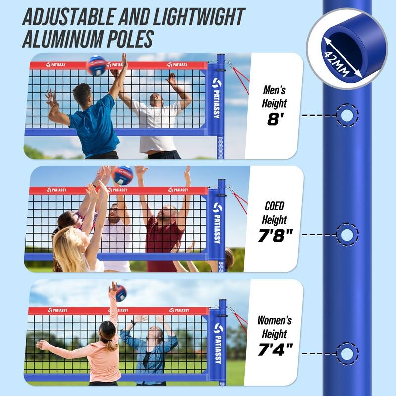 Patiassy Outdoor Portable Volleyball Net Set System for Backyard Adjustable