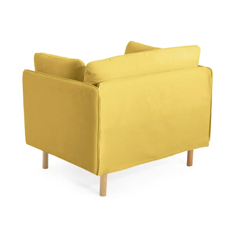 Yellow Modern 39.17" Upholstered Accent Chair with Wood Legs and Pillow for Living Room