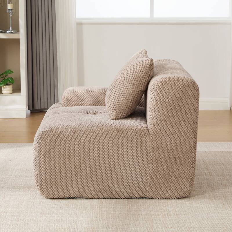 Modern Modular 2-Seater Cloud Sofa Tufted Loveseat with 2 Pillows, Pocket Springs, for Living Room Office, Apartment, taupe