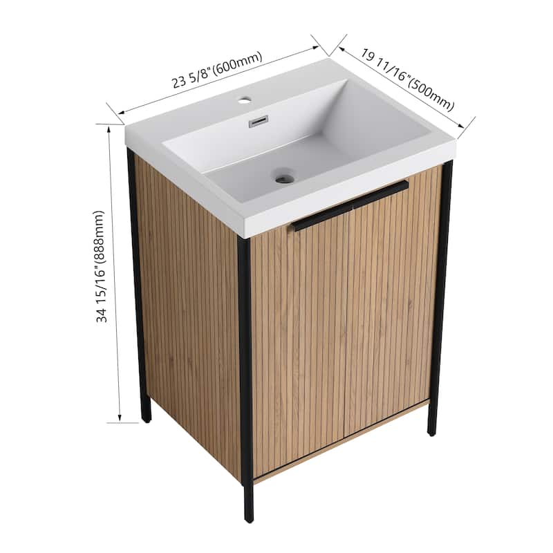 Bathroom Vanity With Sink In 24/30/36 Inch, Freestanding Bathroom Vanity With Soft Close Door and Adjustable Shelf
