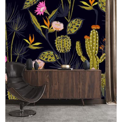Cactus Flowers on Dark Background Wallpaper
