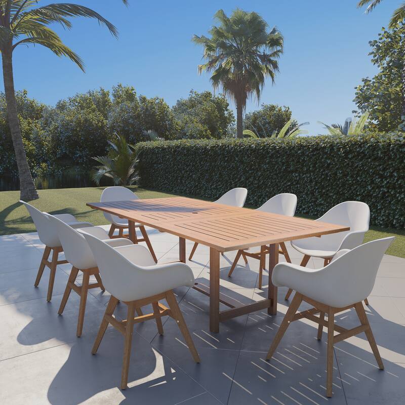 Amazonia Bonita White 9-piece Extendable Rectangular Patio Dining Set