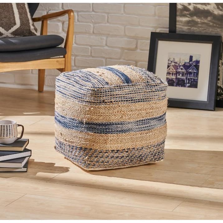 Modern Design Fabric Pouf,Filled with Polystyrene Beads Ottoman,Softness And Comfort