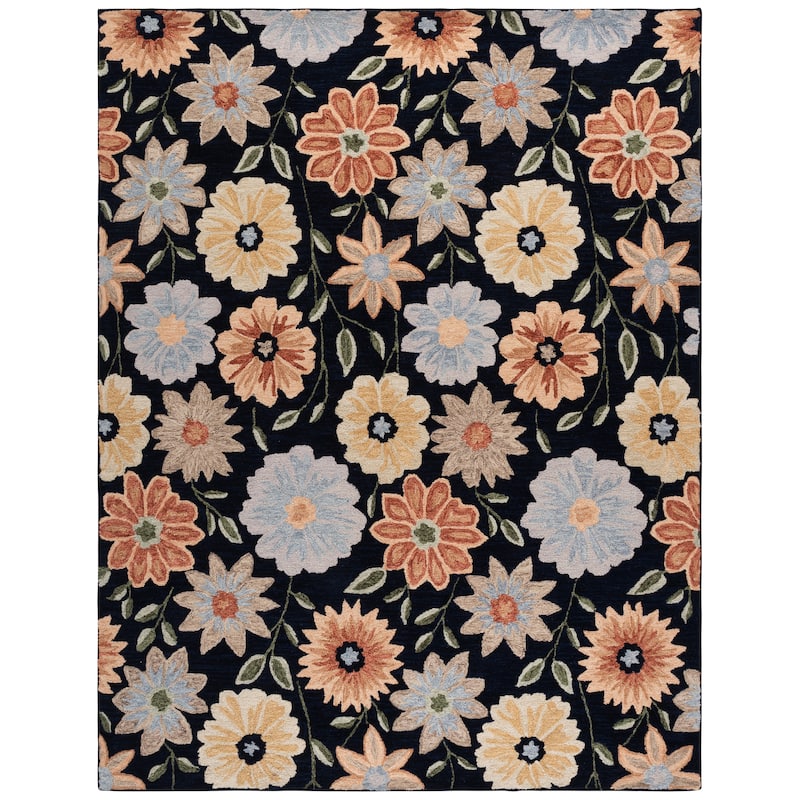 SAFAVIEH Handmade Jardin Sachika Floral Wool Rug - 8' x 10' - Black/Green