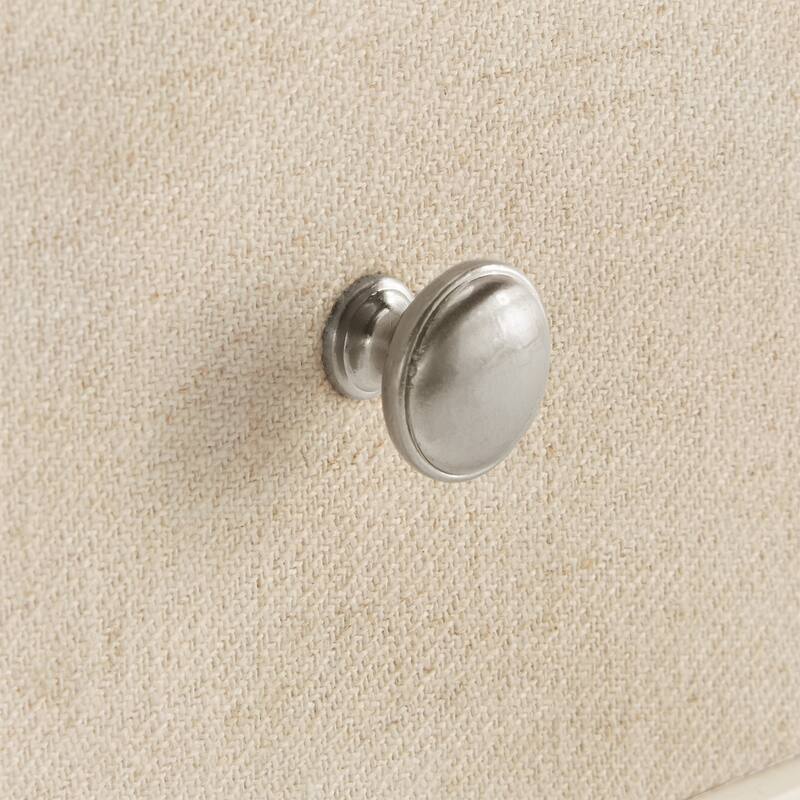 Thea White Finish Beige Linen Drawer Face 1 Drawer Nightstand by iNSPIRE Q Classic