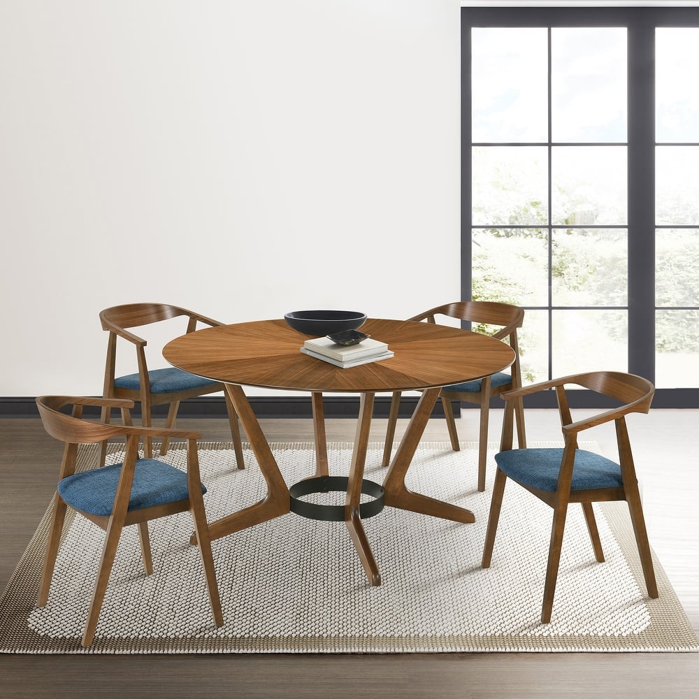 Santana 5 Piece Round Wood Dining Set