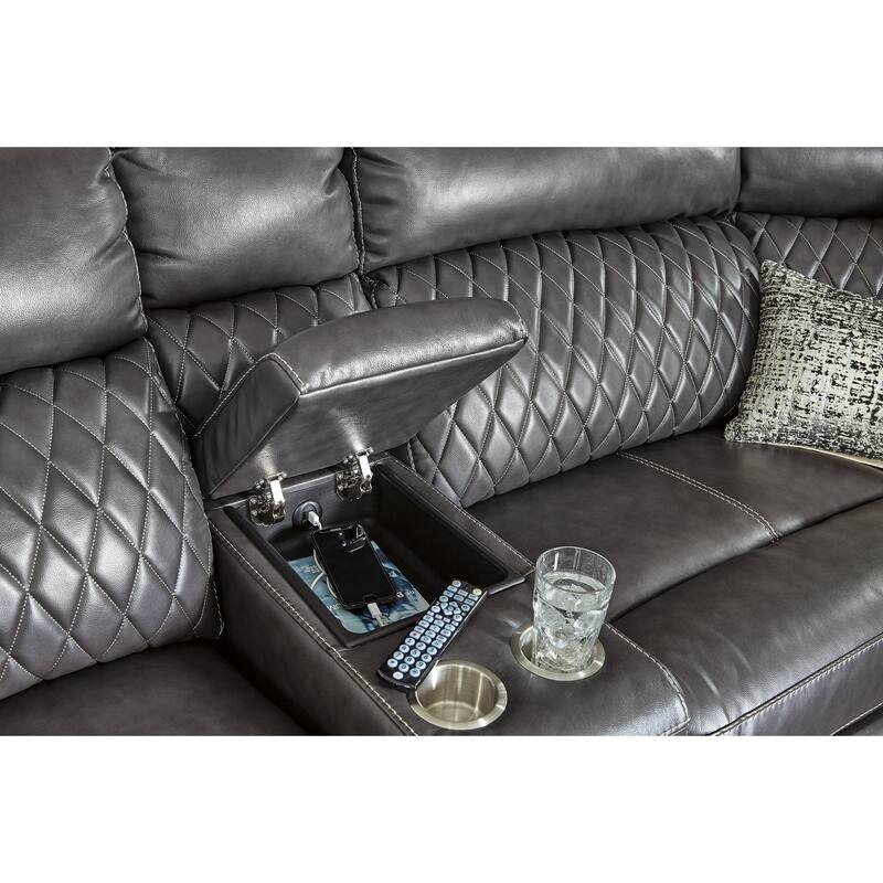 Signature Design by Ashley Samperstone Gray 6-Piece Power Reclining Sectional - 131"W x 117"D x 41"H