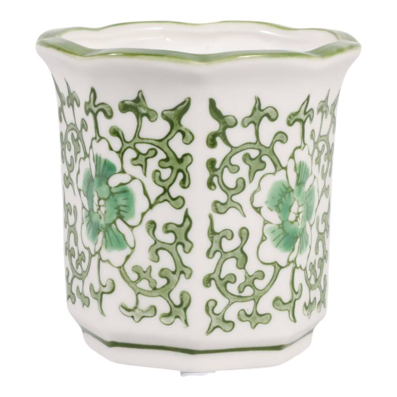 Modern Chinoiserie Ceramic Candle - Plumeria Scented - 4.0"