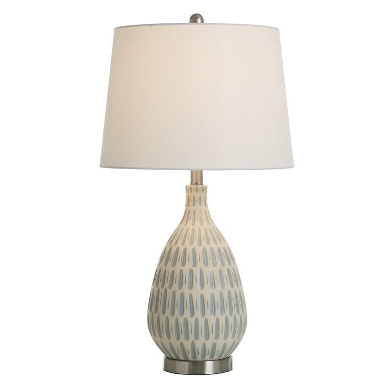 StyleCraft Marissa Table Lamp - Blue, Cream Finish - White Tapered Shade
