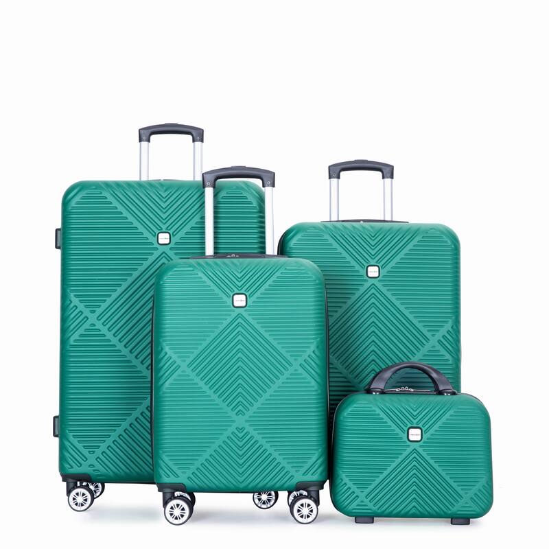 4-Piece, Luggage Sets, Lightweight Luggage with 360 ° Aircraft Wheels and Adjustable Handle, for Boarding Travel, Dark Green