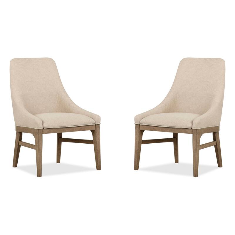 Magnussen Home Tristan Swiss Coffee Upholstered Arm Chair Two Pack - 25.13''W x 26.84''D x 38''H - 25.13''W x 26.84''D x 38''H - Set of 2 - Swiss Coffee - Dining Height