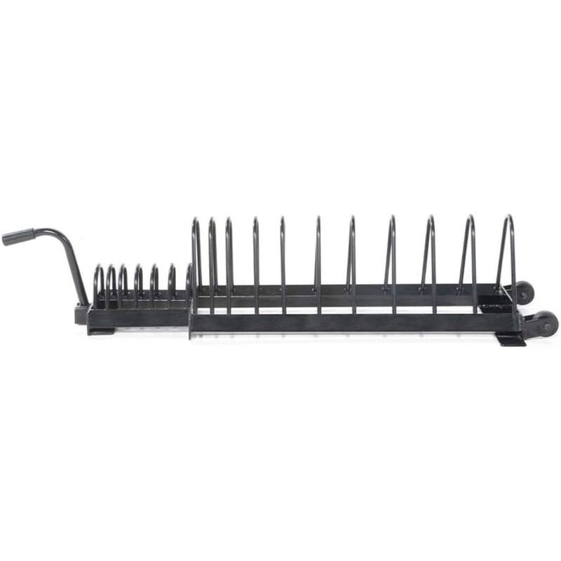 Power Systems Horizontal Plate Rack with Handle & Wheels, 10 Bumper Slots, Portable Weight Rack - Medium