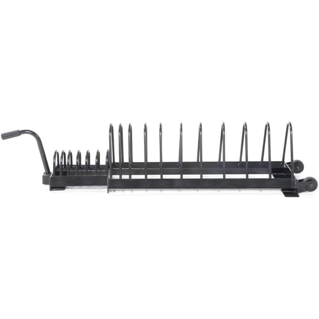 Power Systems Horizontal Plate Rack with Handle & Wheels, 10 Bumper Slots, Portable Weight Rack - Medium