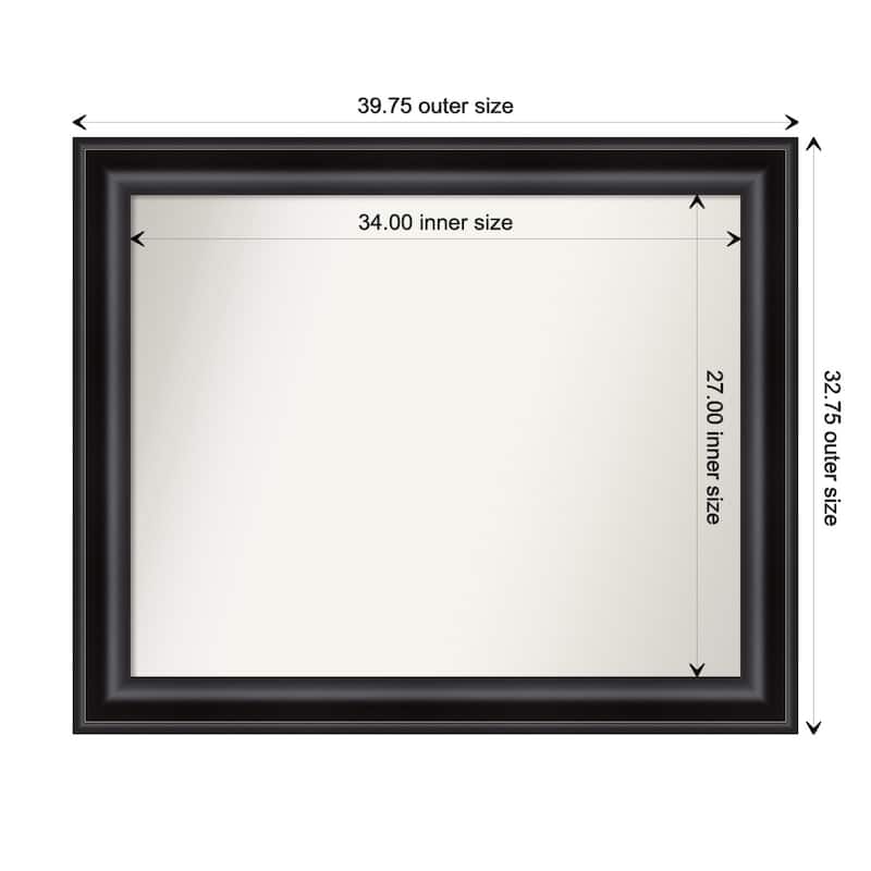 Grand Black Framed Non-Beveled Custom Wall Mirror, Bathroom Vanity Mirror - Outer Size: 39.75 x 32.75