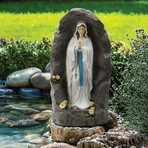 36” Lady of Lourdes in Grotto Religious Decoration - N/A