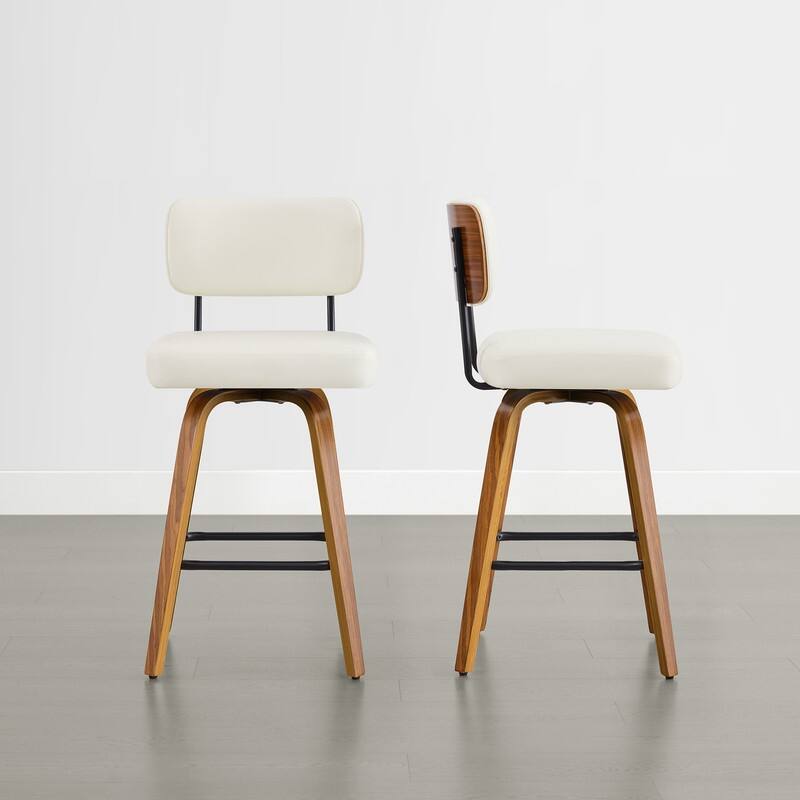 Spruce & Spring 26" Swivel Bar Stool with Bentwood Back or PE Rattan Back