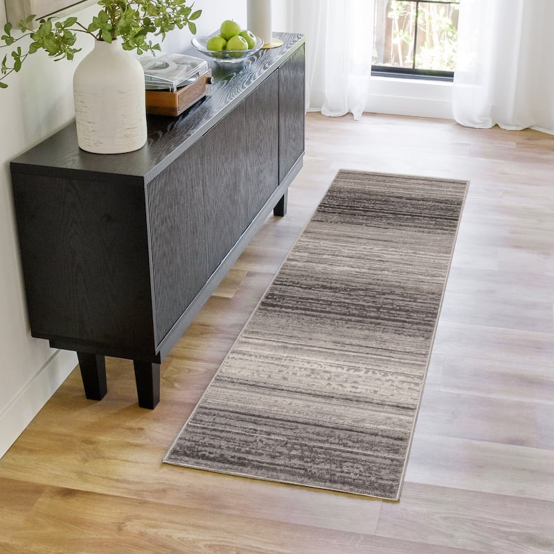 Gertmenian Flora Transitional Casual Modern Soft High-Low Polypropylene Polyester Indoor Area Rug Collection - 2' 2" x 6' - Osian Grey - Runner