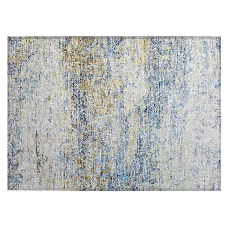 Machine Washable Indoor/ Outdoor Abstract Contemporary Chantille Rug