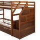 preview thumbnail 10 of 13, Wood Bunk Bed with Twin Trundle and 3 Storage Stairs, Walnut
