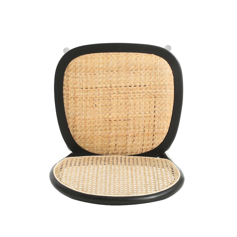 Bohemian Rattan Dining Chair Set of 2, Armless Side Chairs with Wooden Legs