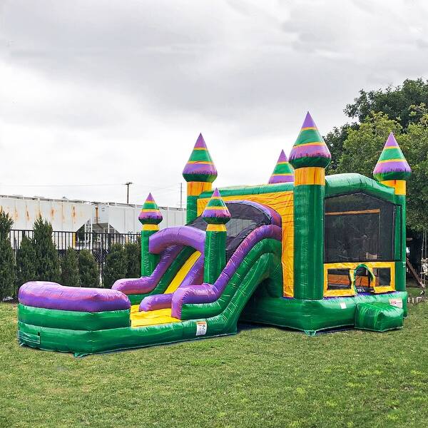 slide 2 of 6, JumpOrange Amazon River Bounce House Water Slide Combo with Attached Pool & Air Blower, Commercial Grade Inflatable Outdoor Play Kids