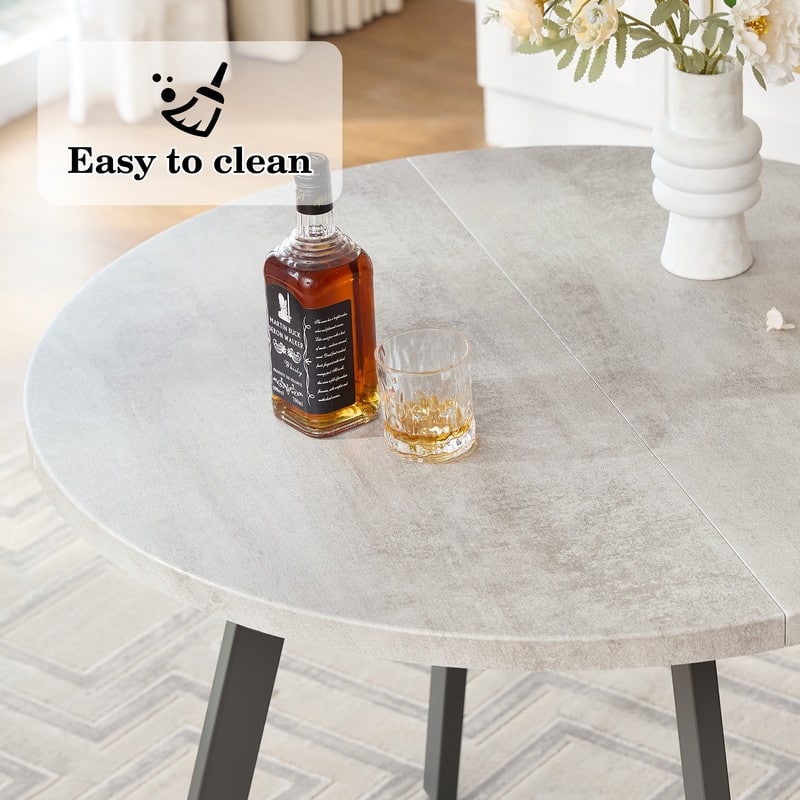 38.5" Round Dining Table Set, Modern Round Dining Table for 4 Person, w/Steel Legs, Kitchen Dining Room, Save Space