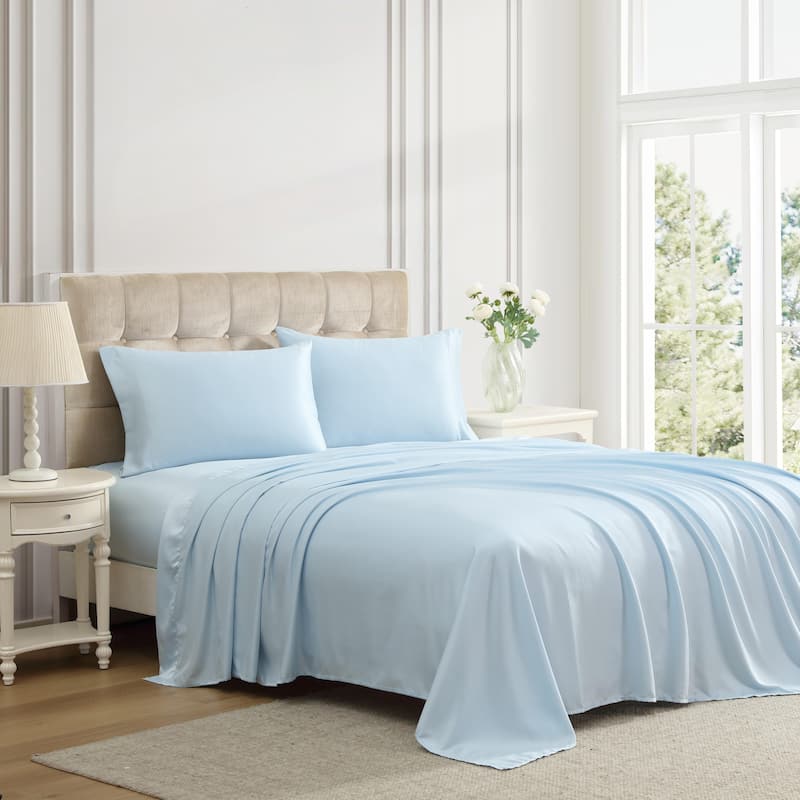 Laura Ashley Satin Bliss Solid Sheet Set