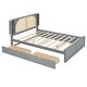 preview thumbnail 17 of 28, Wood Queen Size Platform Bed with Drawers, Trundle and Rattan Storage Headboard