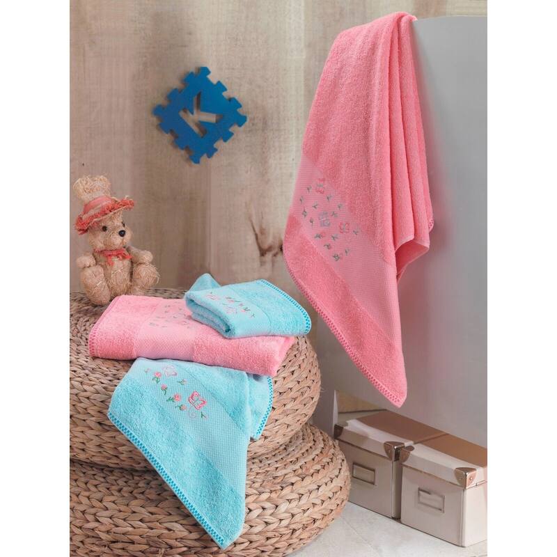 Lucia Minelli Kid's Dinosaur/Butterfly Embroidered Turkish Cotton Bath Towel Set of 6