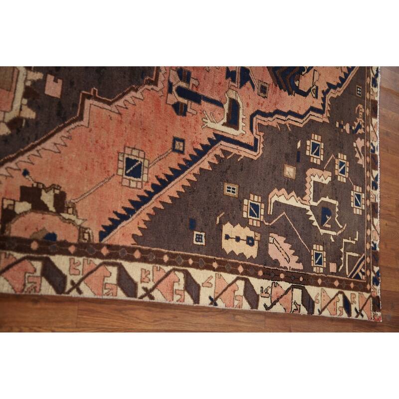 Hand Knotted Oriental 100% Wool Carpet Traditional Tribal Coral Bakhtiari Area Rug - 10' 6'' X 6' 6''