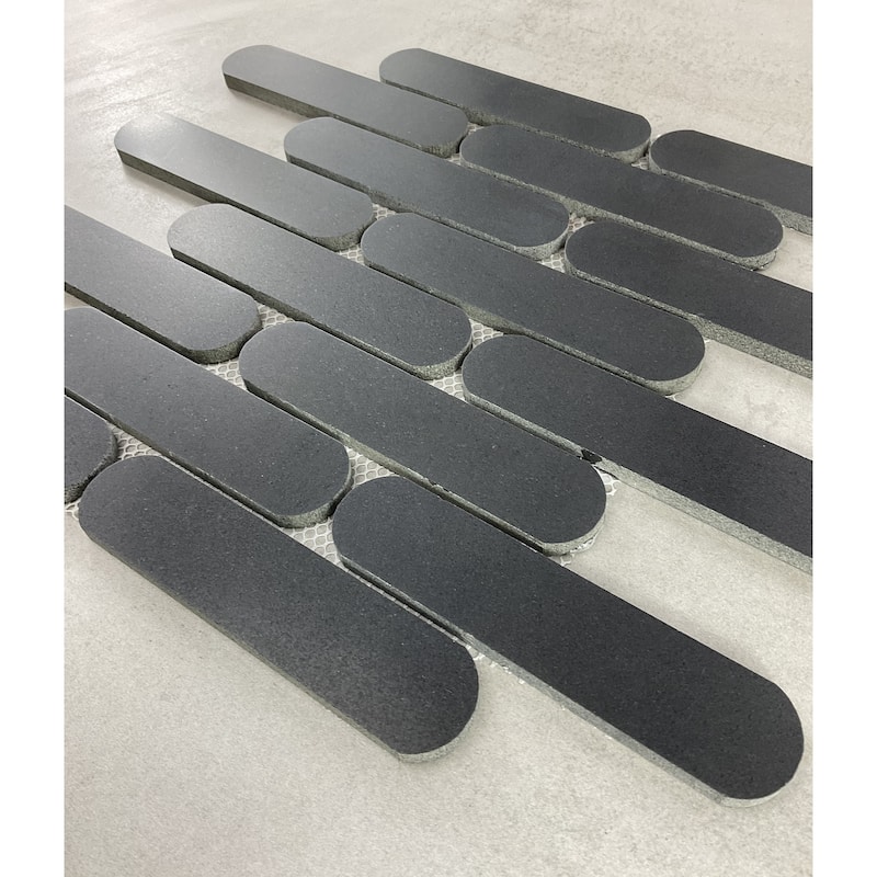 Elongated Oval Pill Basalt Marble Mosaic Wall And Floor Tile - Case (10 Sheets)