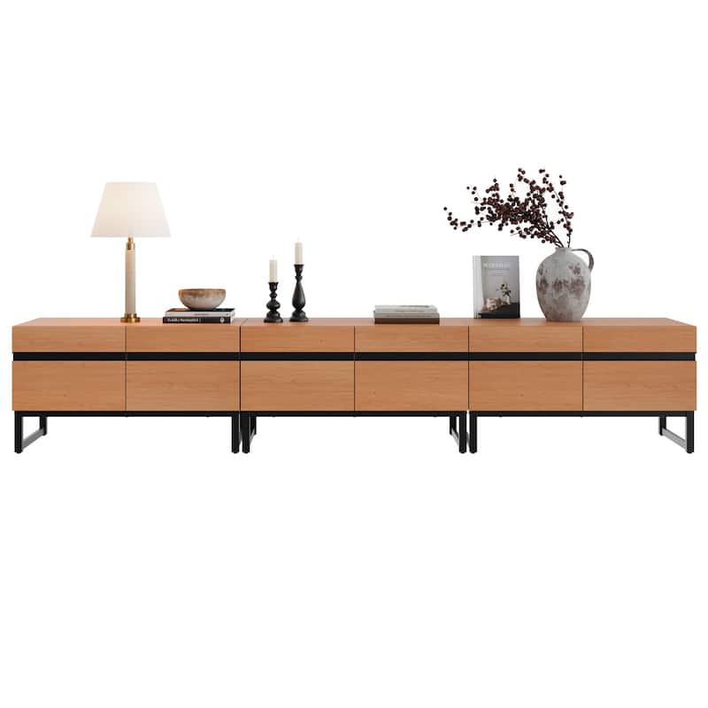 WAMPAT Modern TV Stand Entertainment Center TV Console with Storage Cabinets