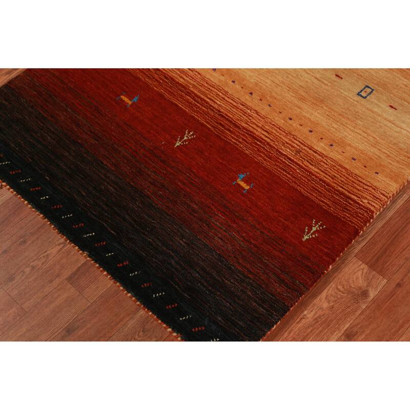 Hand Knotted Oriental 100% Wool Carpet Tribal Animal Pictorial Oranges & Rust Gabbeh Area Rug - 5' 0'' X 3' 0''