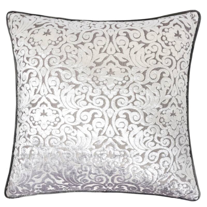 Homey Cozy Cut Velvet Throw Pillow Cover & Insert - Pewter